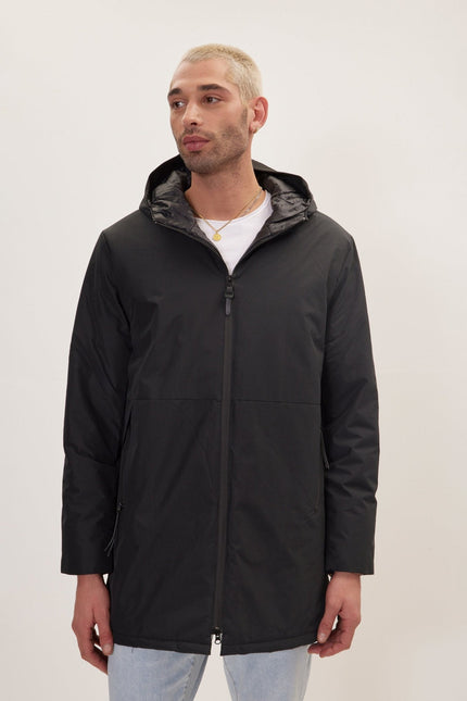 Men's Full-Zip Puffer Jacket - Black | Ron Tomson