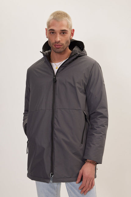 Men's Full-Zip Puffer Jacket - Dark Anthracite | Ron Tomson