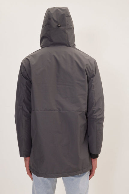 Men's Full-Zip Puffer Jacket - Dark Anthracite | Ron Tomson