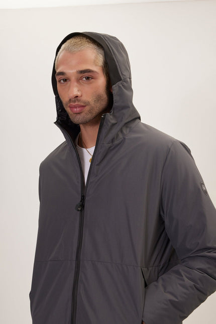 Men's Full-Zip Puffer Jacket - Dark Anthracite | Ron Tomson