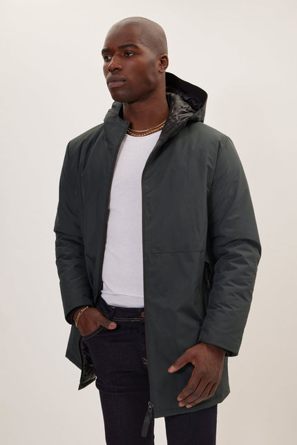 Men's Puffer Jacket - Dark Green | Ron Tomson