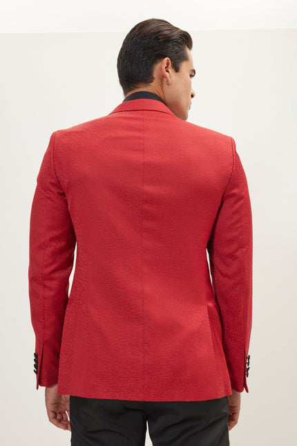 Men's Paisley Peak Lapel Tuxedo Jacket - Red | Ron Tomson