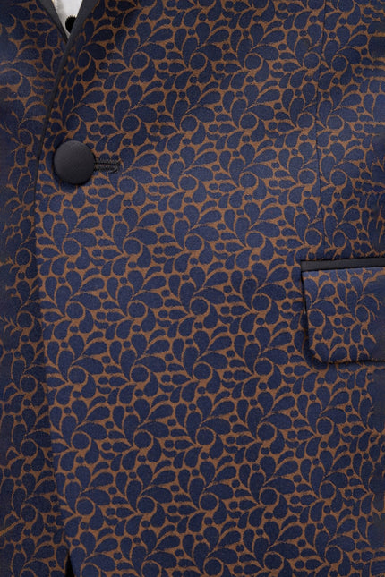 Men's Paisley Peak Lapel Tuxedo Jacket - Navy | Ron Tomson