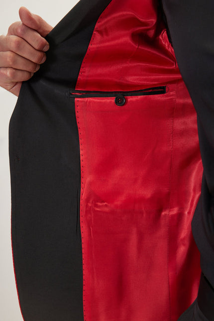 Men's Paisley Peak Lapel Tuxedo Jacket - Red | Ron Tomson