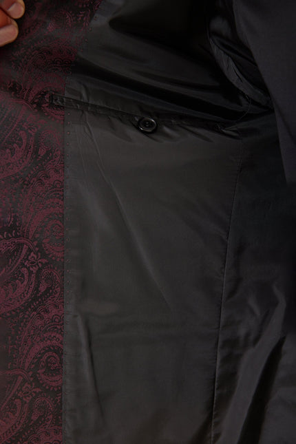 Men's Paisley Shawl Lapel Tuxedo Jacket - Burgundy | Ron Tomson