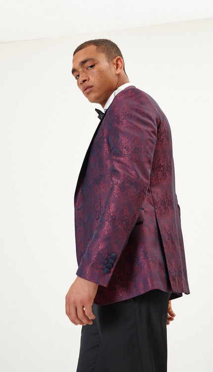 Paisley Peak Lapel Tuxedo Jacket- Burgundy