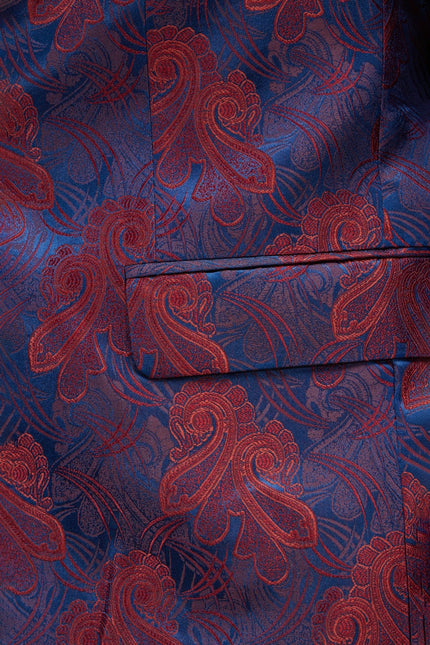 Men's Floral Peak Lapel Tuxedo Jacket - Red | Ron Tomson