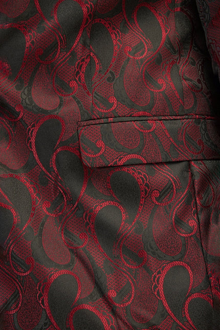 Men's Floral Peak Lapel Tuxedo Jacket - Red | Ron Tomson