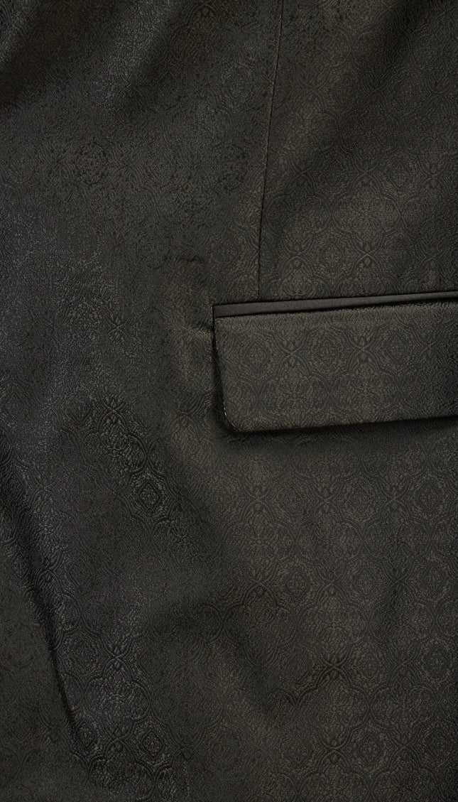 Peak Lapel Tuxedo Jacket - Oriental Jacquard Black