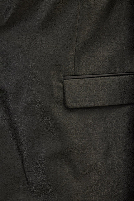 Men's Peak Lapel Tuxedo Jacket - Oriental Jacquard Black | Ron Tomson