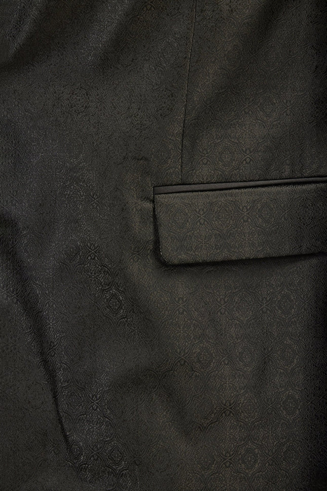 Men's Peak Lapel Tuxedo Jacket - Oriental Jacquard Black | Ron Tomson