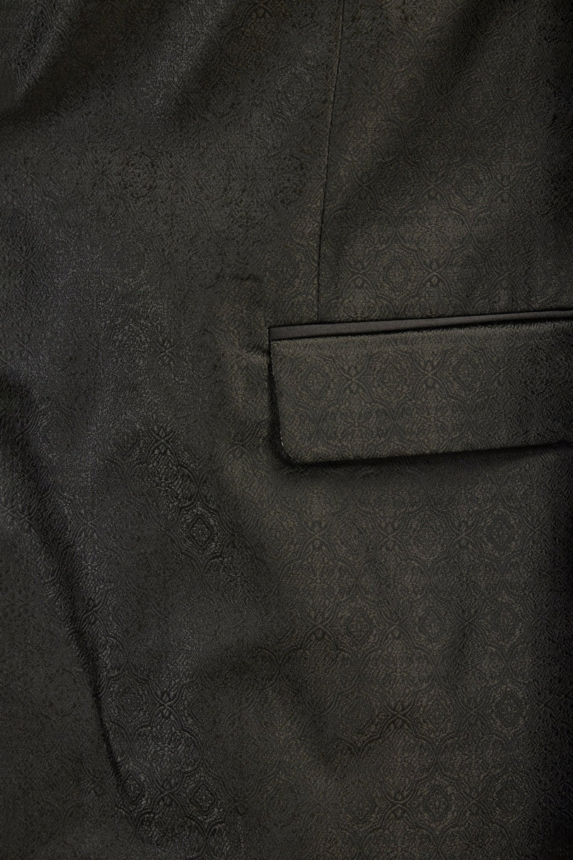 Men's Peak Lapel Tuxedo Jacket - Oriental Jacquard Black | Ron Tomson