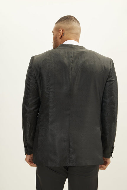 Men's Peak Lapel Tuxedo Jacket - Oriental Jacquard Black | Ron Tomson