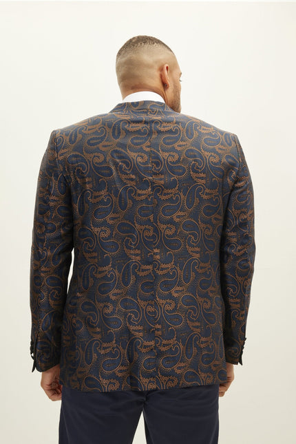 Men's Floral Peak Lapel Tuxedo Jacket - Copper | Ron Tomson