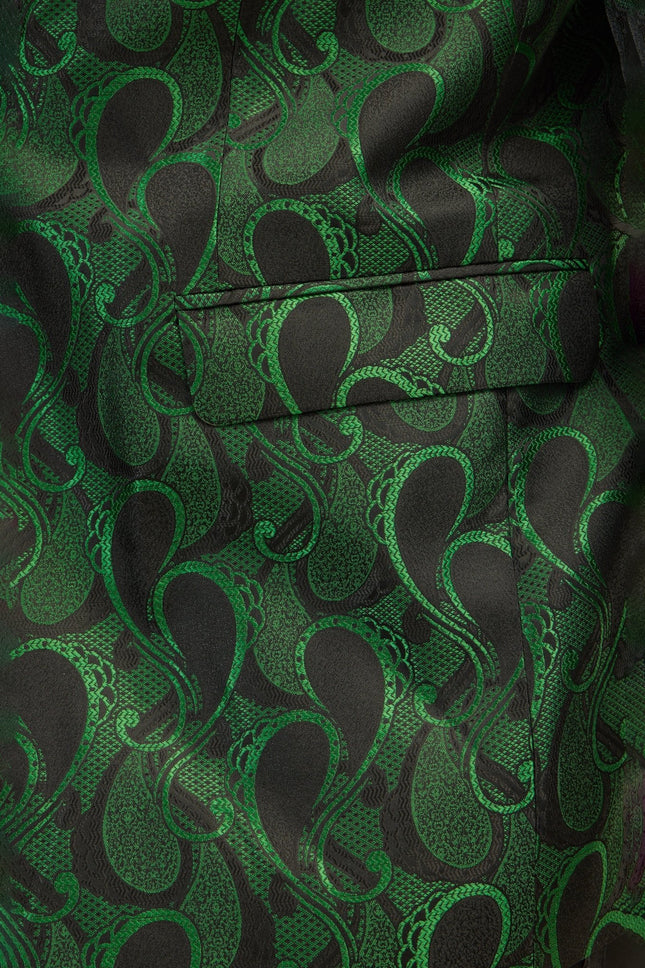 Men's Floral Peak Lapel Tuxedo Jacket - Green | Ron Tomson