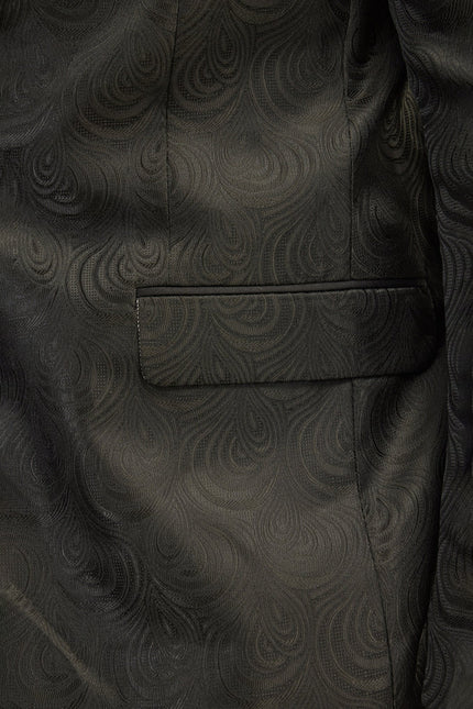 Men's Peak Lapel Tuxedo Jacket - Leaf Jacquard Black | Ron Tomson