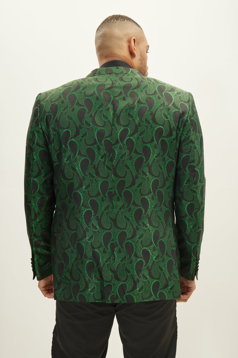 Men's Floral Peak Lapel Tuxedo Jacket - Green | Ron Tomson