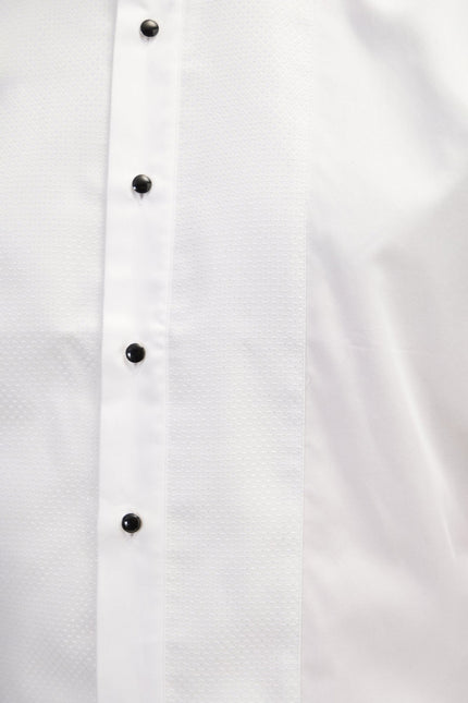 Men's Pique Bib Tuxedo Shirt - White | Ron Tomson