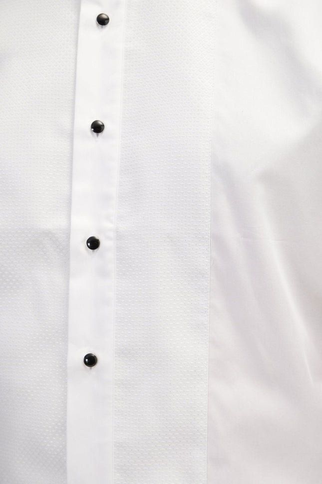 Men's Pique Bib Tuxedo Shirt - White | Ron Tomson