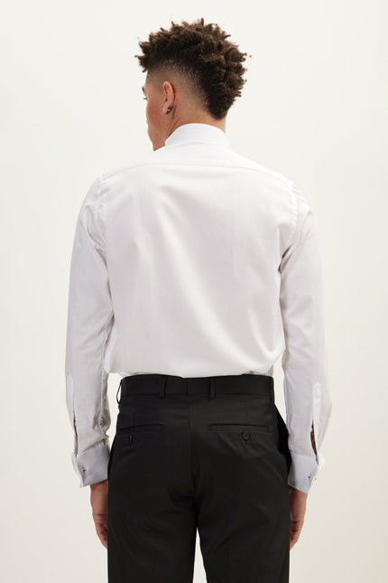 Men's Pique Bib Tuxedo Shirt - White | Ron Tomson