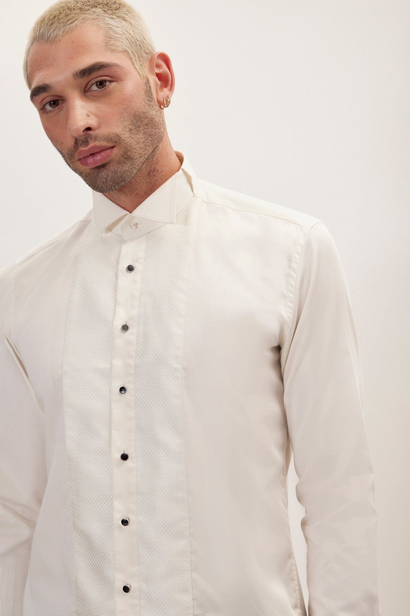 Men's Pique Bib Tuxedo Shirt - Beige | Ron Tomson Beige / S (14.5 US) Men's Pique Bib Tuxedo Shirt - Beige | Ron Tomson Beige / S (14.5 US)