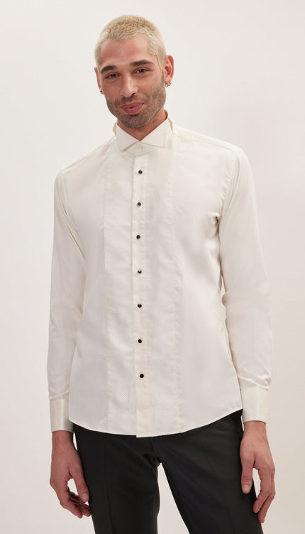Men's Pique Bib Tuxedo Shirt - Beige