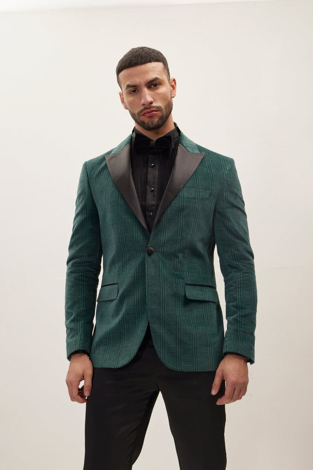 Corduroy Velvet Tuxedo Jacket - Green