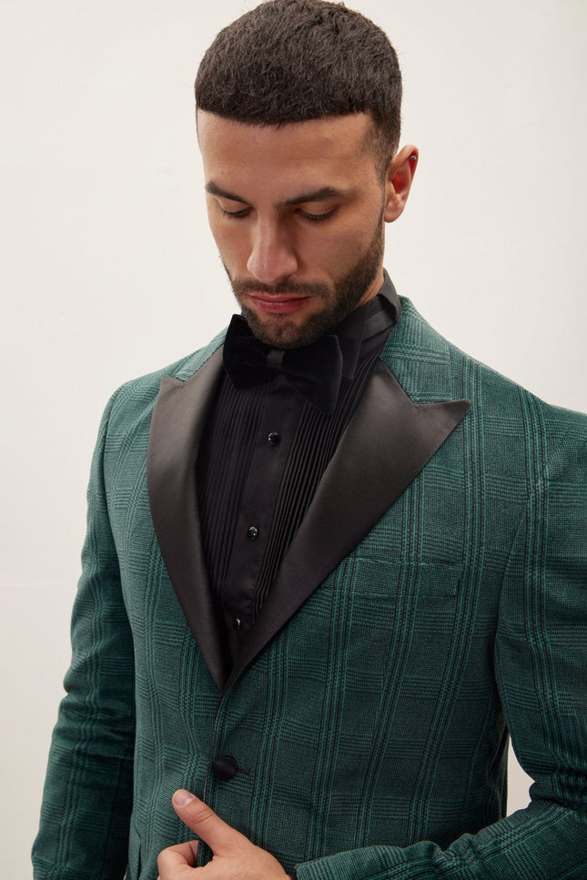 Corduroy Velvet Tuxedo Jacket - Green
