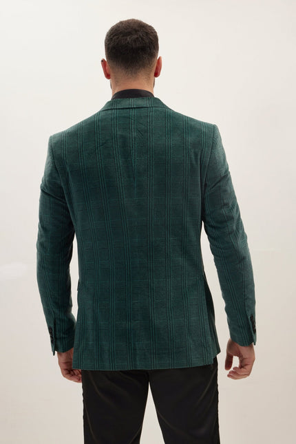 Men's Corduroy Velvet Tuxedo Jacket - Green | Ron Tomson