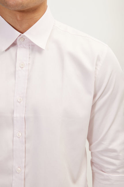 Men's Point Collar Dress Shirt - Light Pink | Ron Tomson