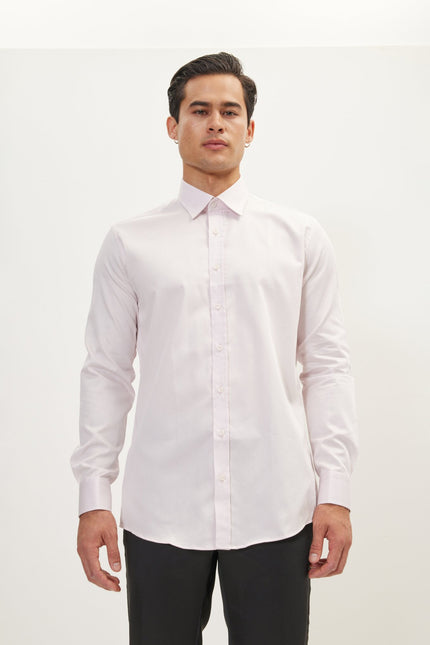 Men's Point Collar Dress Shirt - Light Pink | Ron Tomson
