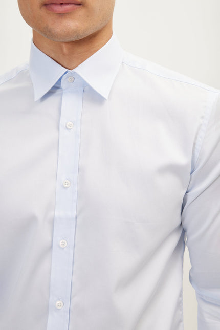 Men's Point Collar Dress Shirt - Light Blue | Ron Tomson