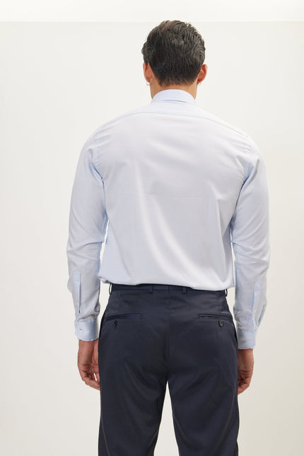 Men's Point Collar Dress Shirt - Light Blue | Ron Tomson