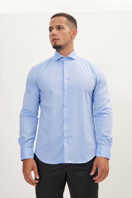 Men's Spread Collar Dress Shirt - Blue | Ron Tomson