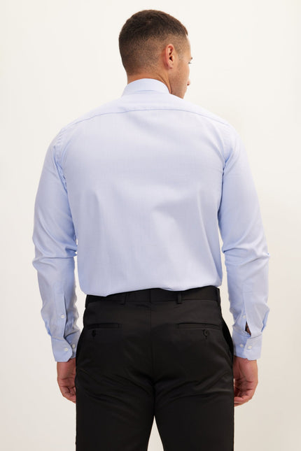 Men's Spread Collar Dress Shirt - Blue White | Ron Tomson