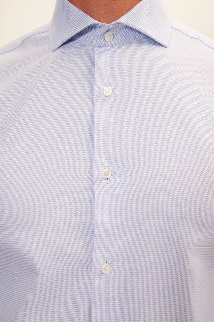 Men's Spread Collar Dress Shirt - Blue White | Ron Tomson