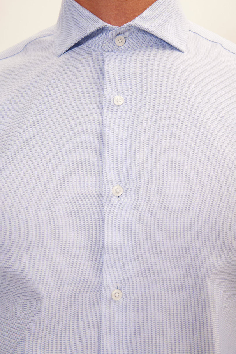 Men's Spread Collar Dress Shirt - Blue White | Ron Tomson