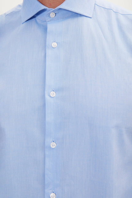Men's Spread Collar Dress Shirt - Blue | Ron Tomson
