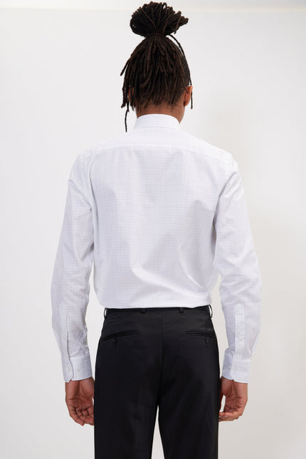 Men's Dotted French Placket Dress Shirt - White | Ron Tomson