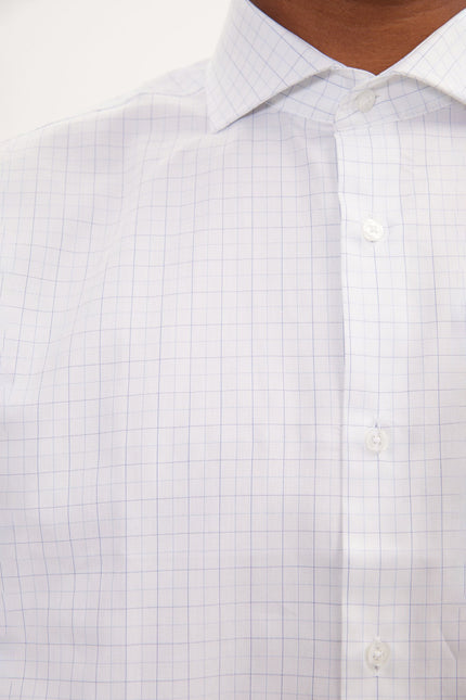 Men's Dotted French Placket Dress Shirt - White | Ron Tomson