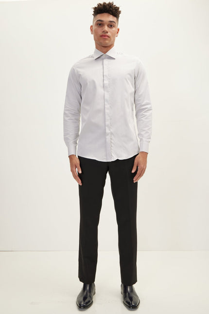 Hidden Placket Dress Shirt - Grey