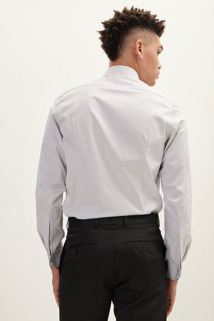 Hidden Placket Dress Shirt - Grey