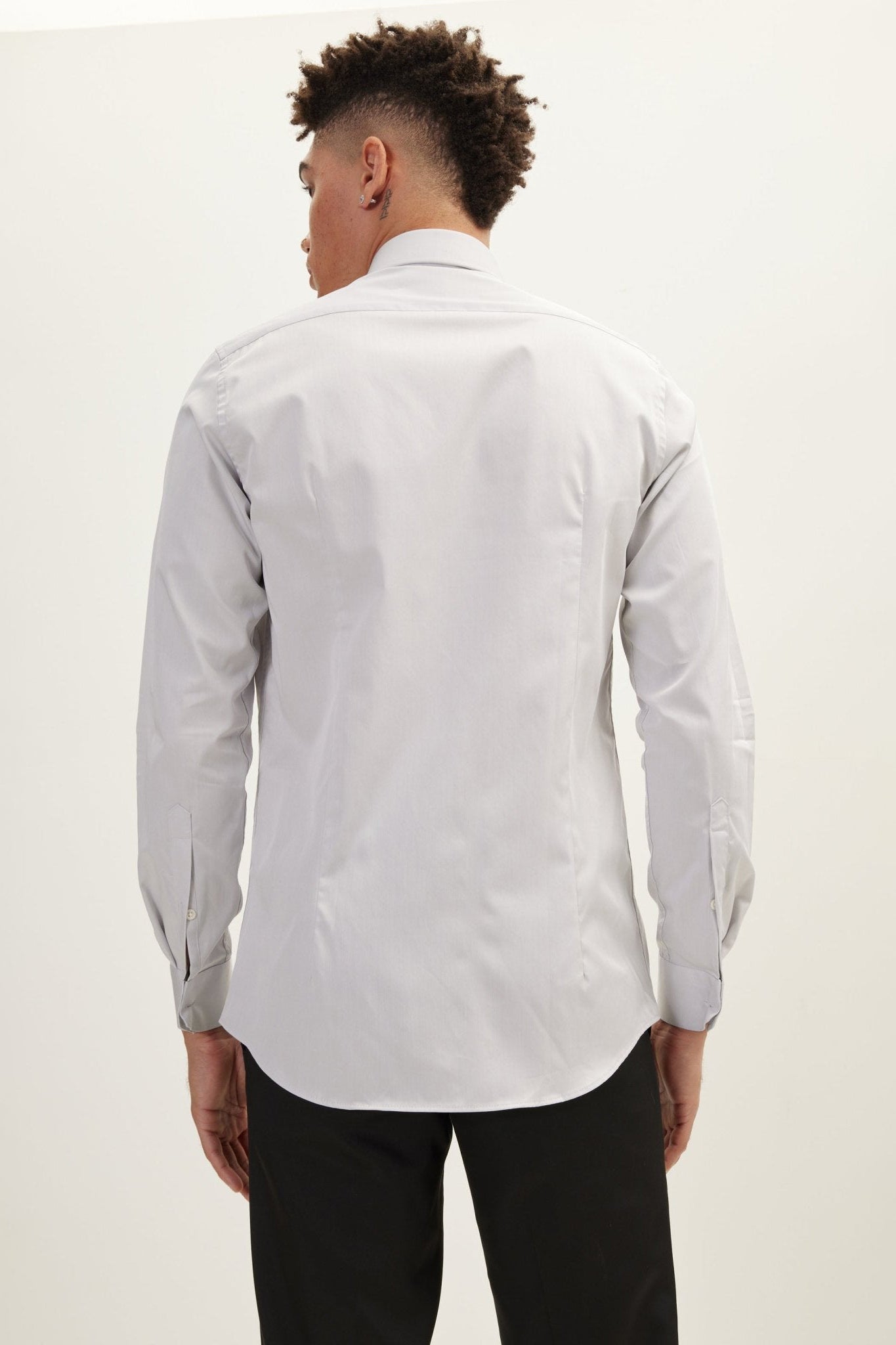 Pure Cotton Hidden Placket Dress Shirt - GREY - Ron Tomson GREY / M (15.5 US) Pure Cotton Hidden Placket Dress Shirt - GREY - Ron Tomson GREY / M (15.5 US)