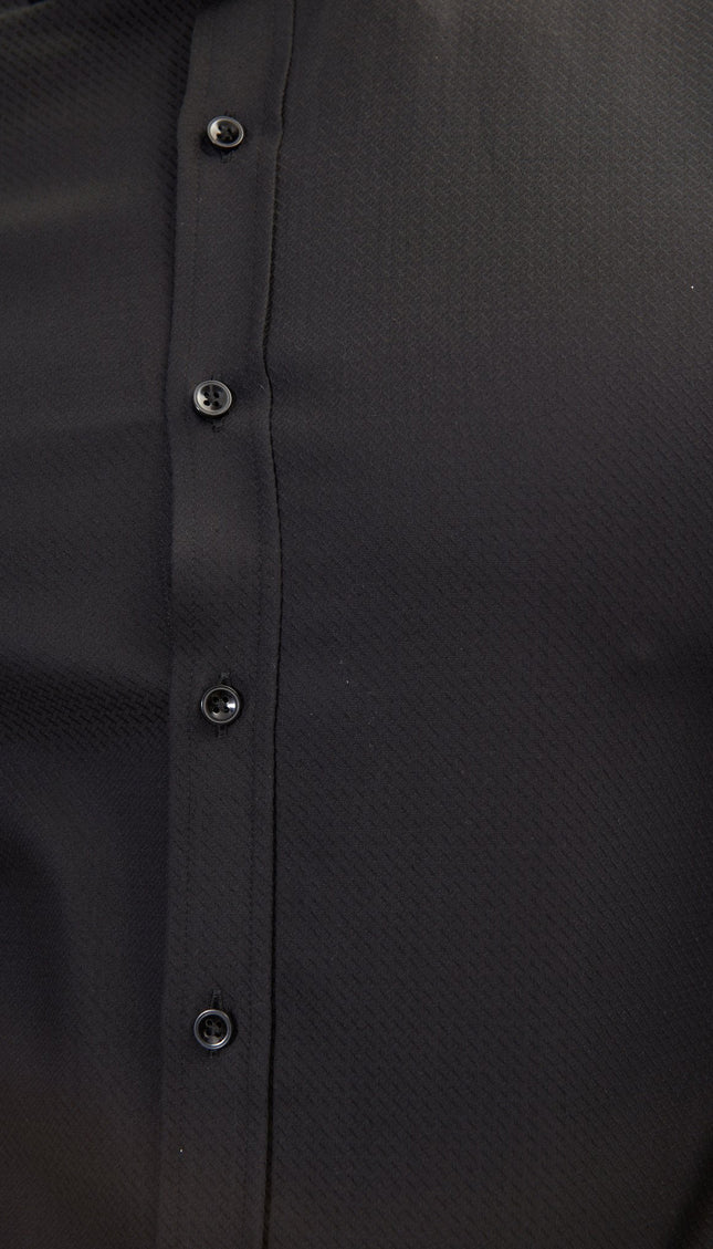 Spread Collar Dress Shirt - Black