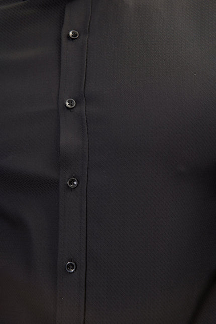 Men's Spread Collar Dress Shirt - Black | Ron Tomson