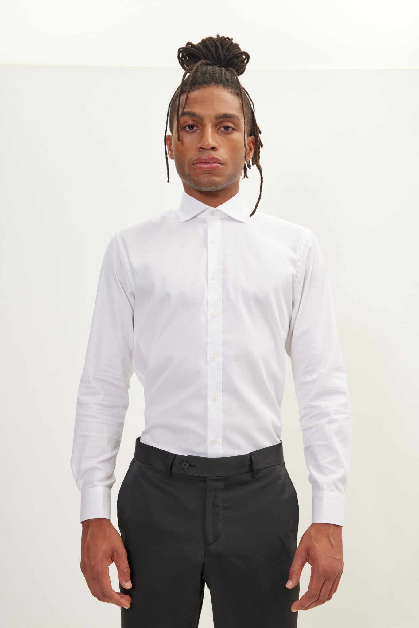 collar dress shirt Men's Spread Collar Dress Shirt - White