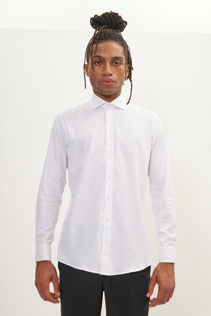 white spread collar dress shirt Shirt- Guaranteed to be your new favorite dress shirt to wear by itself or under a jacket or sweater Jamison White Twill Spread Collar