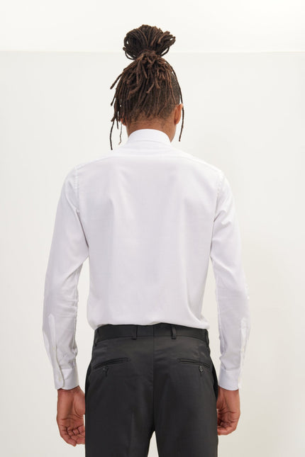 Men's Spread Collar Dress Shirt - White | Ron Tomson