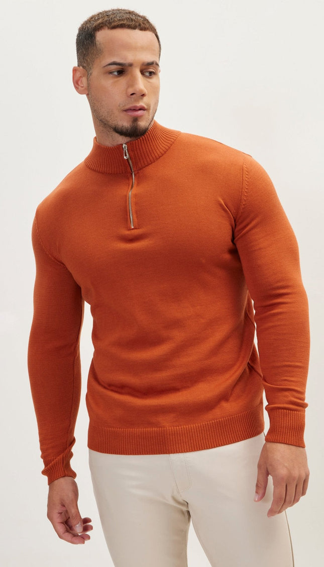 Ribbed Quarter-Zip Sweater - Tile