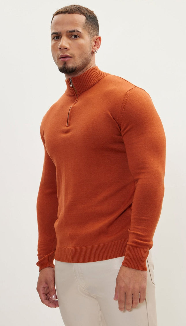 Ribbed Quarter-Zip Sweater - Tile